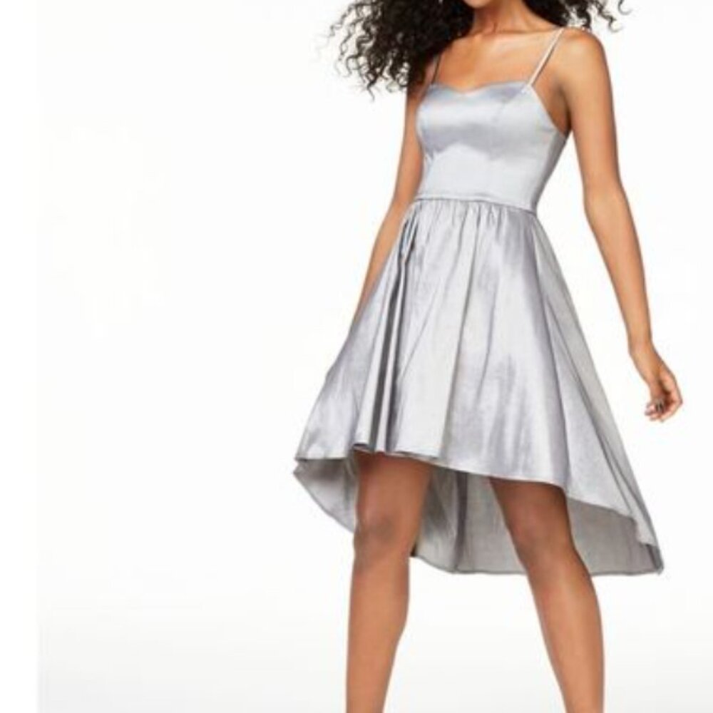 B Darlin Women’s Spaghetti Strap High Low Grey Sweetheart Dress NWT MSRP $79